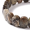 Natural Wealth Stone Jasper Oval Beaded Stretch Bracelet G-E010-01X-3