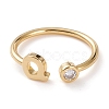 Brass Micro Pave Clear Cubic Zirconia Cuff Rings RJEW-J074-01G-Q-1