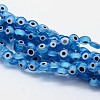 Handmade Evil Eye Lampwork Flat Round Bead Strands X-LAMP-L058-6mm-09-1