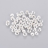 Silver Color Plated Brass Crimp End Beads Covers for Jewelry Making X-KK-H290-NFS-NF-1