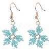 Glass Seed Braided Snowflake Dangle Earrings EJEW-MZ00069-02-1