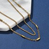 304 Stainless Steel Cable Chain Double Layered Necklaces for Women NJEW-U050-02E-G-3