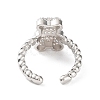 Bear Rack Plating Brass Micro Pave Clear Cubic Zirconia Open Rings RJEW-D020-03P-3