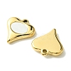 Ion Plating(IP) 304 Stainless Steel Pave Shell Heart Charms FIND-Z028-23G-2