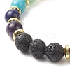 Dyed Natural & Synthetic Mixed Gemstone & Brass Virgin Mary Beaded Stretch Bracelet BJEW-JB09321-3
