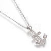 Brass Micro Pave Cubic Zirconia Pendant Necklaces NJEW-I230-09-3