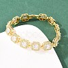 Square Brass Micro Pave Clear Cubic Zirconia and Glass Link Chain Bracelets BJEW-T025-04G-03-4