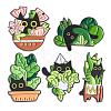 5 Pcs Cat Brooche Pins Set Enamel Lapel Pins Cute Black Cat Plants Enamel Brooche Pins Set Cartoon Animal Pins Badges Clothing Bags Jackets for Women JBR114A-1