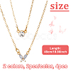 4Pcs 2 Colors Alloy Crystal Rhinestone Double Layered Necklaces NJEW-HY0001-25A-2