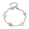 4Pcs 4 Style Natural Flower Amazonite & Synthetic Turquoise Beaded Link Chain Bracelets Set BJEW-JB09518-2