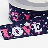 Valentine's Day Word Love Printed Polyester Grosgrain Ribbons for Gift Packaging SRIB-F001-02F-3