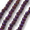 Electroplated Natural Lava Rock Beads Strands G-A251-B01-01G-2