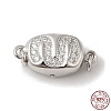 Rhodium Plated 925 Sterling Silver Micro Pave Clear Cubic Zirconia Bayonet Clasps STER-G038-15P-1