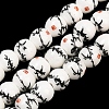Handmade Flower Printed Porcelain Ceramic Beads Strands PORC-M006-8mm-02-1
