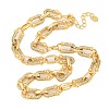 Rack Plating Brass Pave Clear Cubic Zirconia Oval Link Chain Necklaces NJEW-Q345-02G-1