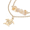 Natural Citrine Chips Beaded & Turtle Charms Double Layer Multi-strand Bracelet AJEW-AN00511-05-2