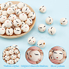 Printed Natural Wood European Beads WOOD-PH0009-50-3