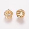 Brass Cubic Zirconia Beads ZIRC-F001-183B-G-2