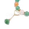 Natural Red & Green Aventurine & Rose Quartz Round Beaded Stretch Bracelets Set BJEW-JB09012-4