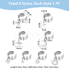 8Pcs 8 Styles 304 Stainless Steel Open Cuff Rings Set RJEW-UN00005-3