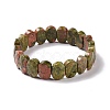 Natural Unakite Oval Beaded Stretch Bracelet G-E010-01J-1