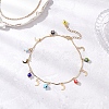 Handmade Evil Eye Lampwork & Stainless Steel Moon Tassel 304 Stainless Steel Curved Bar Link Chain Anklets for Women AJEW-AN00742-01-1