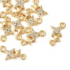 SHEGRACE Brass Micro Pave Clear Cubic Zirconia Double Star Links Connector Charms XGRQ2O832-454G-1