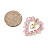 Seed Glass & Alloy Heart Pendant PALLOY-MZ00234-2