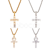 ANATTASOUL 4Pcs 4 Style 304 Stainless Steel with Cubic Zirconia Cross Pendant Necklaces Set with Brass Chains NJEW-AN0001-81-1