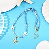 Synthetic Turquoise & Dyed Natural Agate Faceted Round Beaded Starfish 304 Stainless Steel Pendant Necklaces for Women NJEW-JN05458-02-1