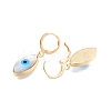 Shell & Synthetic Turquoise Horse Eye Dangle Leverback Earrings EJEW-N012-77-3