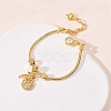 Comch Brass Micro Pave Clear Cubic Zirconia Charm Bracelets BJEW-H640-05A-G-1