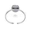 Non-Tarnish 304 Stainless Steel Open Cuff Finger Ring Cabochon Settings STAS-T060-11P-2