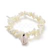White Shell Chip Beads Charm Stretch Bracelets BJEW-JB03979-1