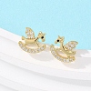 Brass Micro Pave Clear Cubic Zirconia Hobbyhorse Stud Earrings EJEW-F400-06G-1