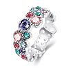 Graceful Brass Colorful Czech Rhinestone Finger Rings for Women RJEW-BB02271-6B-1