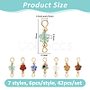 42Pcs 7 Styles Opalite & Natural Picture Jaspe & Blue Spot Jasper & Dalmatian Jasper & Unakite & Green Strawberry Quartz & Red Jasper Flower Connector Charms PALLOY-FH00163-2
