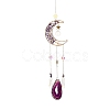 Wire Wrapped Natural Amethyst Moon with Tree of Life Pendant Decorations HJEW-K046-07G-06-2