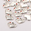 Wedding Theme Antique Silver Tone Tibetan Style Alloy Heart with Step Dad of Bride Rhinestone Charms TIBEP-N005-22E-2