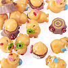 18Pcs 6 Styles Resin Chick & Stump with Mushroom Ornaments DJEW-TA0001-41-3