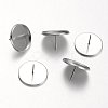 Tarnish Resistant Flat Round Stainless Steel Stud Earring Settings X-STAS-M227-18mm-1