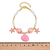 Ocean Brass Enamel Starfish Shell Shape Charm Bracelets for Women KK-CBA68DA-16G-04-5