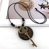 Bohemian Wood Donut Alloy Pendant Long Necklaces for Women FS-WGBD296-06-1