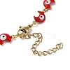 Moon with Evil Eye Enamel Link Chain Necklace NJEW-G117-02G-4