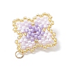 Handmade Glass Seed Beaded Quatrefoil Pattern Pendants PALLOY-MZ00965-02-4