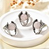 Natural Rose Quartz Wings Adjustable Rings RJEW-K241-04AS-13-1