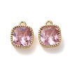 Brass Micro Pave Clear Cubic Zirconia Charms KK-B110-01G-04-1