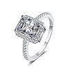 Rhodium Plated 925 Sterling Silver Micro Pave 8.2x4.9mm Moissanite Finger Rings for Women WG8E258-69-5