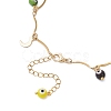 Handmade Evil Eye Lampwork & Stainless Steel Moon Tassel 304 Stainless Steel Curved Bar Link Chain Anklets for Women AJEW-AN00742-01-5