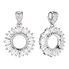 2Pcs 925 Sterling Silver Micro Pave Clear Cubic Zirconia Pendant Settings STER-PH0005-06-1